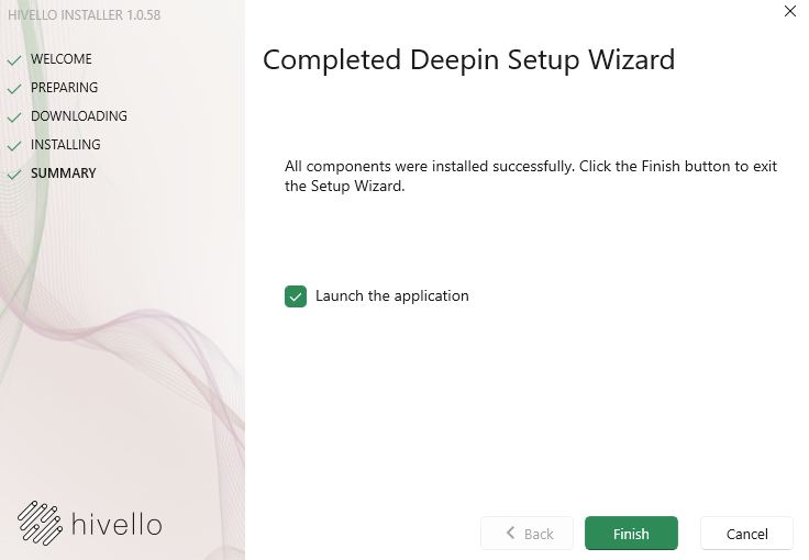 Completed Deepin Setup Wizard